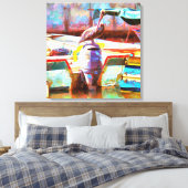 Muelle Los Peines Pelican 0463 Art Canvas Afdruk (Insitu (Slaapkamer))