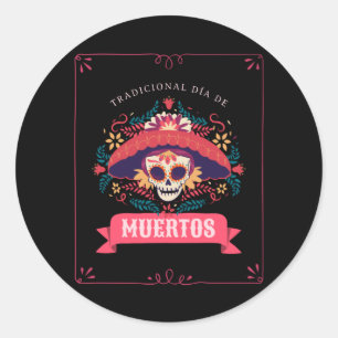 Muertos Skull Day of the Dead Ronde Sticker