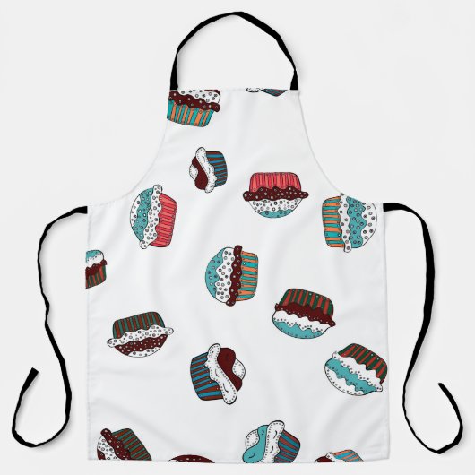 Muffin. Gelukkige verjaardagstaart achtergrond wit Schort (Voorkant)