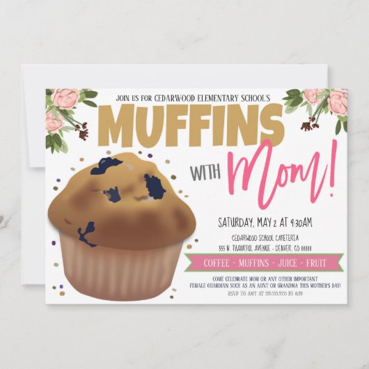 Muffins avec Maman Invitation (Devant)