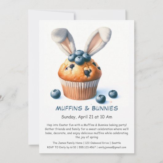 Muffins & Bunnies - Uitnodiging voor het paasbakfe (Voorkant)