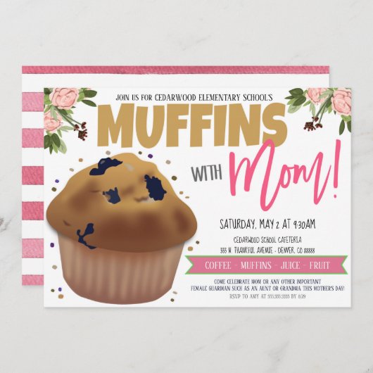 Muffins met mam Uitnodiging (Voorkant / Achterkant)
