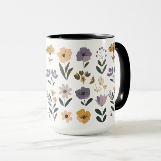 Mug С collecte des fleurs vectorielles (Devant droit)