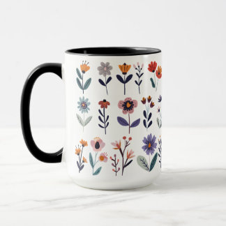 Mug С collecte des fleurs vectorielles