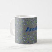 Mug С ute Bleu aquarelle motif nom gris (Devant gauche)