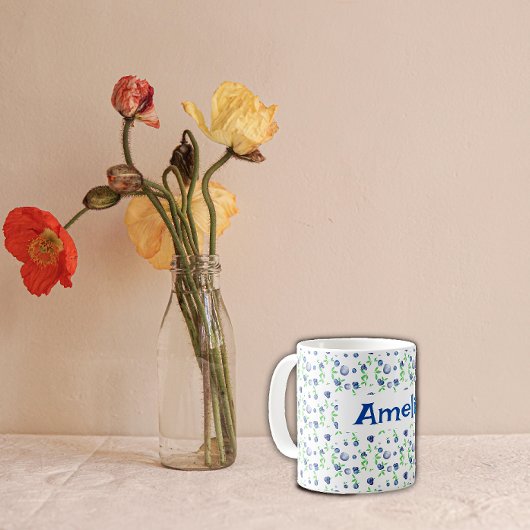 Mug С ute Blueberry aquarelle nom du motif