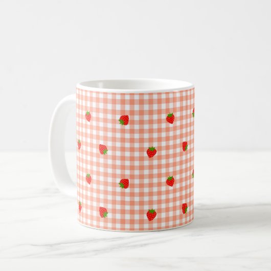 MUG いちご&ギンガムチェック(サーモンピンク) (Devant gauche)