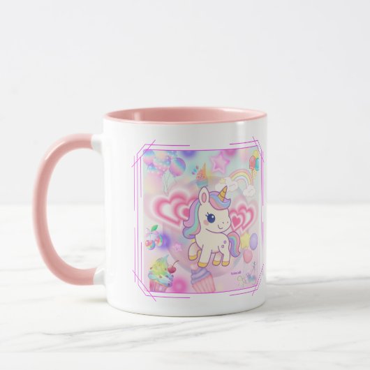 MUG かわいいピンクのゆるふわユニコーン♡ (Gauche)