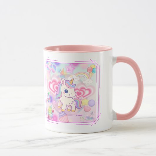 MUG かわいいピンクのゆるふわユニコーン♡ (Droite)