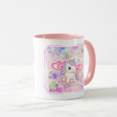 MUG かわいいピンクのゆるふわユニコーン♡ (Devant droit)