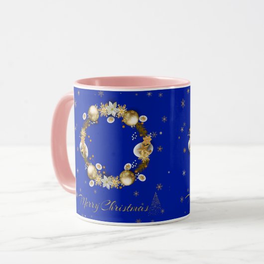 MUG ブルーエレガントなクリスマス♡  (Devant gauche)