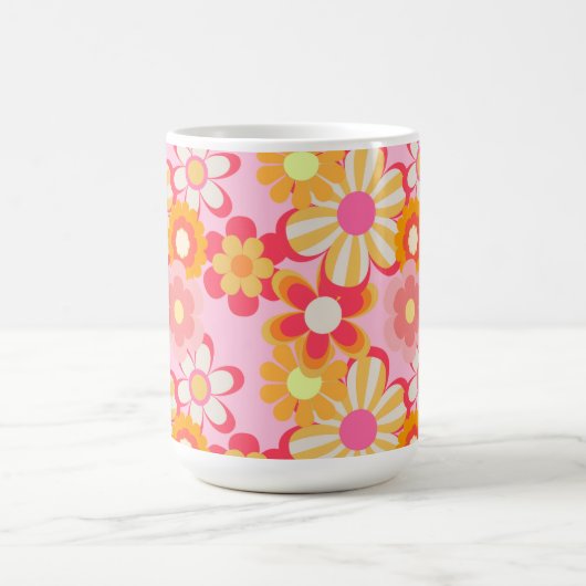 MUG レトロかわいいお花デザイン♡ピンク (Centre)