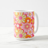 MUG レトロかわいいお花デザイン♡ピンク (Devant droit)