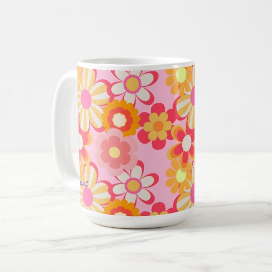 MUG レトロかわいいお花デザイン♡ピンク (Devant gauche)