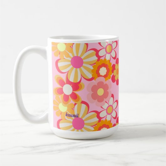 MUG レトロかわいいお花デザイン♡ピンク (Gauche)