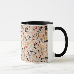Mug 其のまま地口猫飼好五十三疋, chats de 国芳, Kuniyoshi, Ukiyo-e
