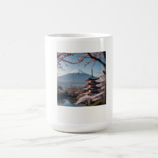 MUG 日本の春の最も美しい瞬間を凝縮したような一枚です。富士山を背景に、五重塔と満開の桜が描かれています。