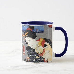 Mug 猫と女, chat de 国芳 et femme, Kuniyoshi, Ukiyoe