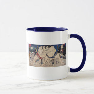 Mug 相撲, lutte de sumo de 国芳, Kuniyoshi, Ukiyo-e