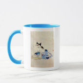 Mug 顔を洗う猫, lavage de visage de chat de 広重, Hiroshige (Gauche)