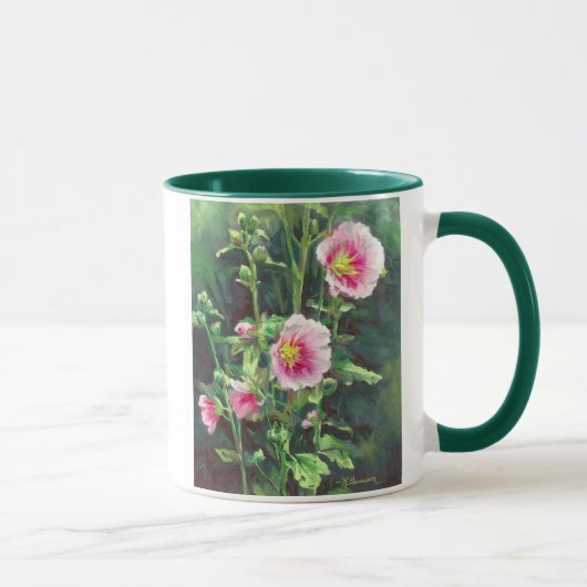 Mug 0013 Hollyhocks roses (Droite)