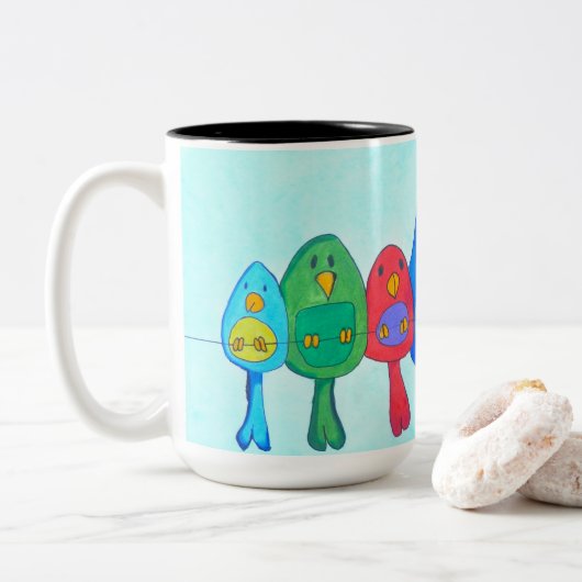 Mug - 013 - Oiseaux sur le fil (Avec donut)