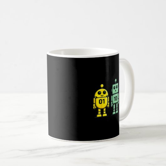 Mug 01 10 11 Robot Funny Binary Code Robots 01 10 11 (Devant droit)