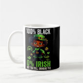 Mug 0% Irish 100% Black -funny St. Patricks Day Black  (Gauche)