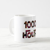 Mug 10000 hours with an overlay of bokeh musical notes (Devant gauche)