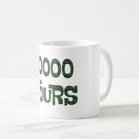Mug 10000 hours with an overlay of computer binary cod (Devant droit)