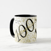 Mug 100 ans Centenaire Anniversaire Noir/Or Texte (Devant gauche)