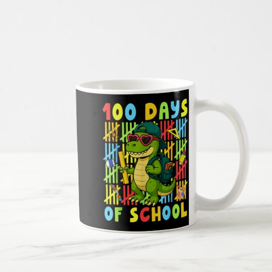 Mug 100 Days Of School Funny Dinosaur T-rex Boy Girl T (Droite)