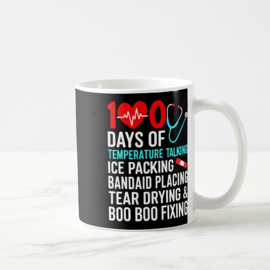Mug 100 jours de température Infirmière scolaire 100e (Droite)