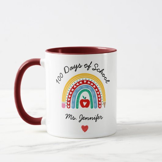 Mug 100 Jours d'école Arc-en-ciel et personnalisation (Gauche)