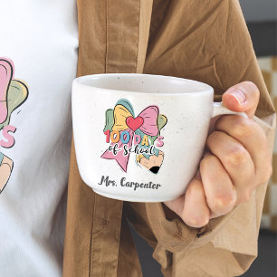 Mug 100 Jours D'École ☕️ Coquette Bow Enseignant Perso