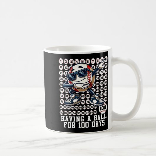 Mug 100 jours d'école garçons dabbing baseball 100ème (Droite)