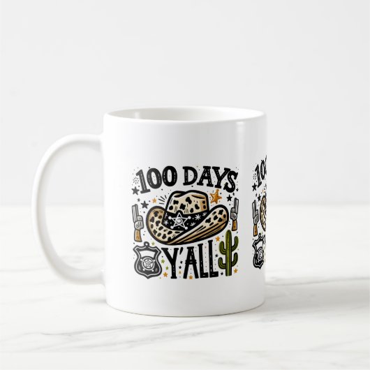 Mug 100 Jours Y'all, 100 Jours D'École Drôle (Gauche)