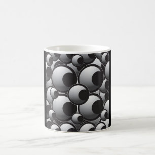 MUG 100 YES COLLAGE BLACK WHITE EYEBALLS CARTOON GRAP