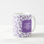 Mug 100e anniversaire Cadeau Purple Random Numéro Moti (Devant droit)