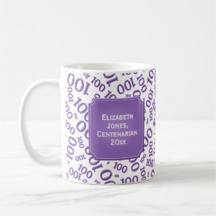 Mug 100e anniversaire Cadeau Purple Random Numéro Moti