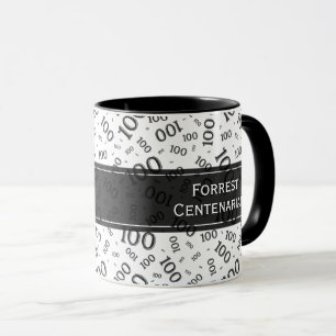 Mug 100e anniversaire noir/blanc Motif de numéro aléat