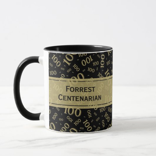 Mug 100e anniversaire Noir & Or Motif nombre aléatoire (Gauche)