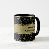 Mug 100e anniversaire Noir & Or Motif nombre aléatoire (Devant droit)