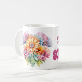 Mug 100e anniversaire nom gerbera fleurs rose (Devant gauche)