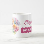 Mug 100e anniversaire nom gerbera fleurs rose (Centre)