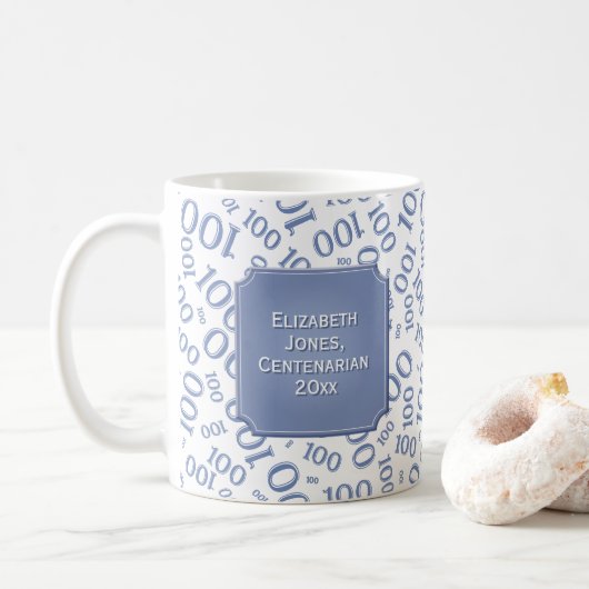 Mug 100e anniversaire Numéro bleu Motif Centenarian (Avec donut)