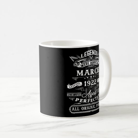 Mug 100E Pour Légendes Né Mars 1922 100 Ancien (Devant droit)