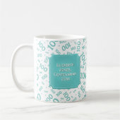 Mug 100th Centenarian turquoise de motif de nombre (Gauche)