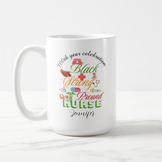 Mug 100th year celebration black history nurse  (Gauche)