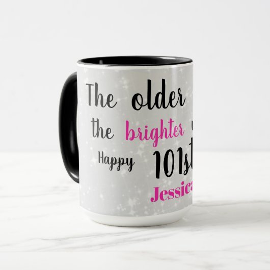 Mug 101e anniversaire joyeux (Devant gauche)